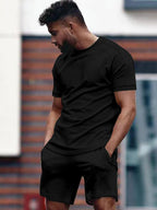 Men's casual t-shirt and shorts set - relaxing two-piece outfit for everyday