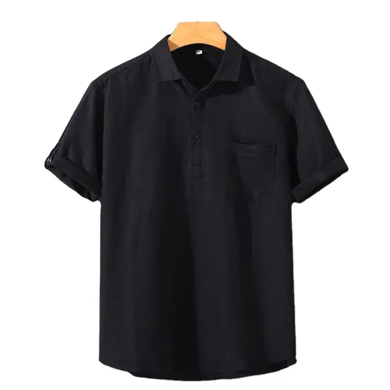 Short-sleeve linen polo shirt - men’s casual summer shirt