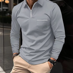 Men's long-sleeved polo shirt - contemporary top with zip collar