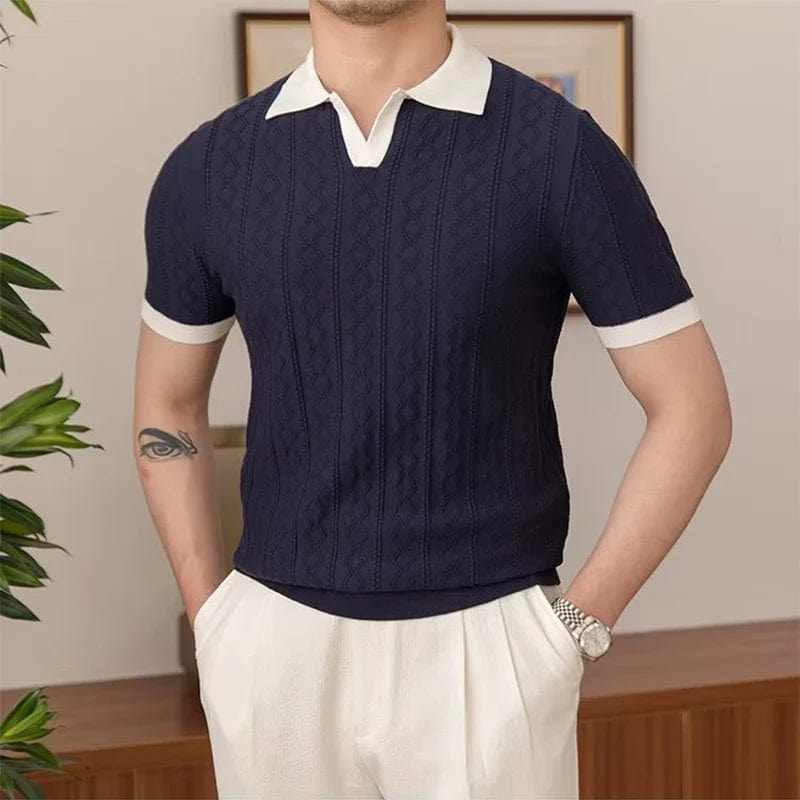 Old money jacquard polo - elegant men's knitted polo shirt