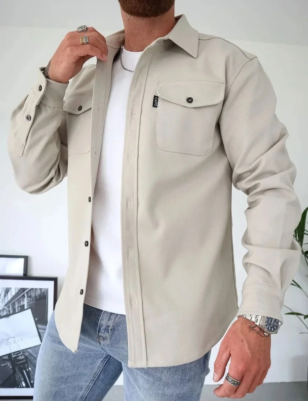 Men's lightweight shirt versatile casual attire - modern long sleeve top, easy to style
