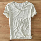 Men's v-neck t-shirt soft cotton blend casual wear - lightweight short sleeve top for everyday comfort