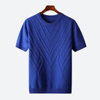 Men's short sleeve knit top contemporary casual wear - lightweight pullover with unique pattern for relaxed days