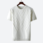 Men's short sleeve knit top contemporary casual wear - lightweight pullover with unique pattern for relaxed days