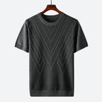 Men's short sleeve knit top contemporary casual wear - lightweight pullover with unique pattern for relaxed days