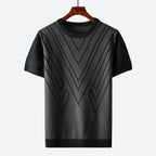 Men's short sleeve knit top contemporary casual wear - lightweight pullover with unique pattern for relaxed days