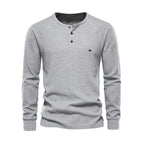 Men's henley t-shirt - soft fabric top for outings and everyday wear
