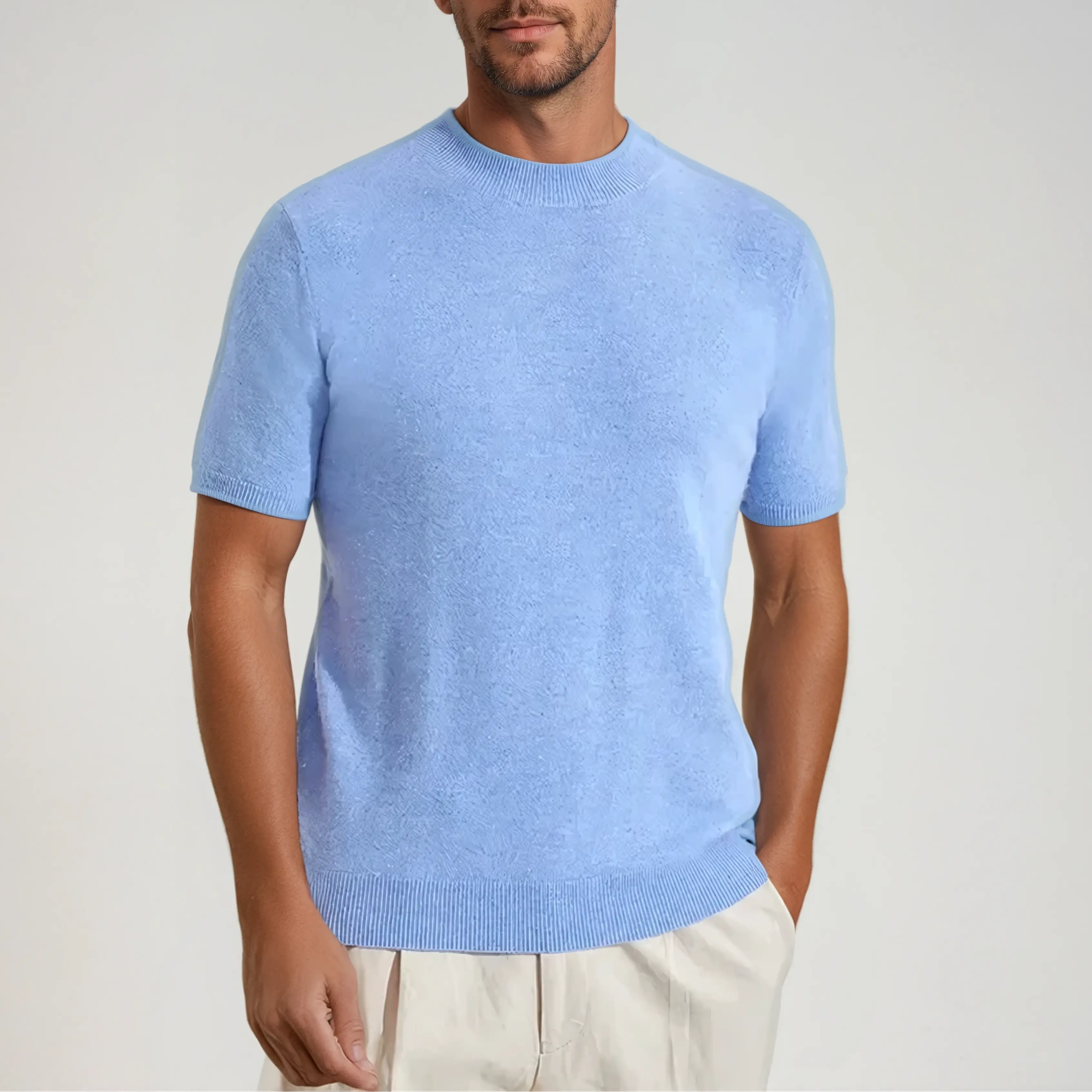 Men's casual t-shirt in light blue - versatile short sleeve top for casual wear