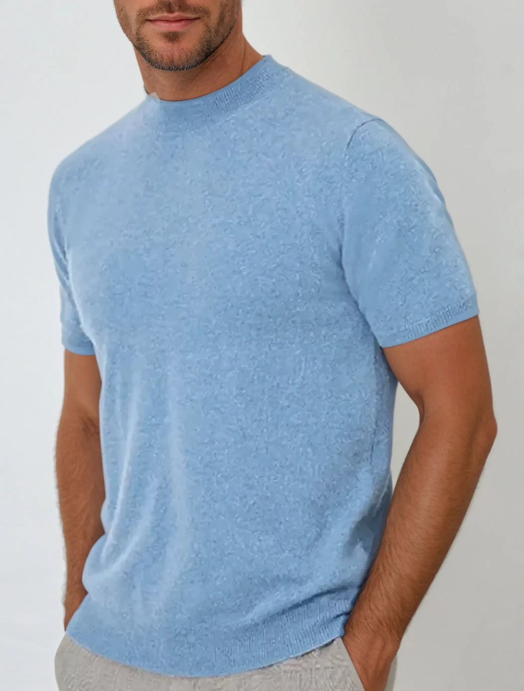 Men's casual t-shirt in light blue - versatile short sleeve top for casual wear