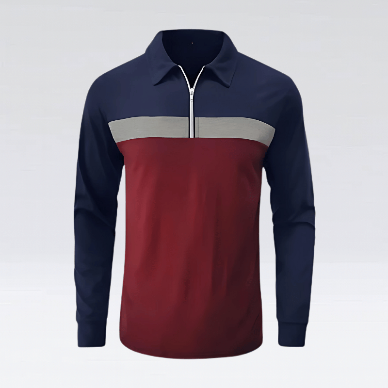 Men’s Long-Sleeve Polo Top - Classic Relaxed Fit