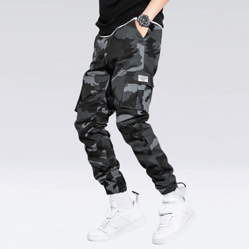 Men’s Camo Gray Cargo Trousers - Relaxed Functional Fit