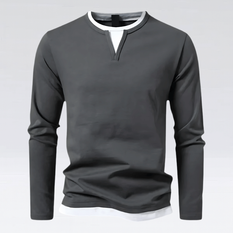 Men’s Long Sleeve Henley Top - Versatile Casual Wear