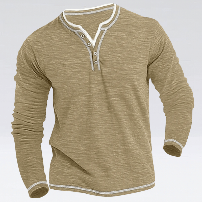 Men’s Long Sleeve Henley – Soft Cotton Everyday Top