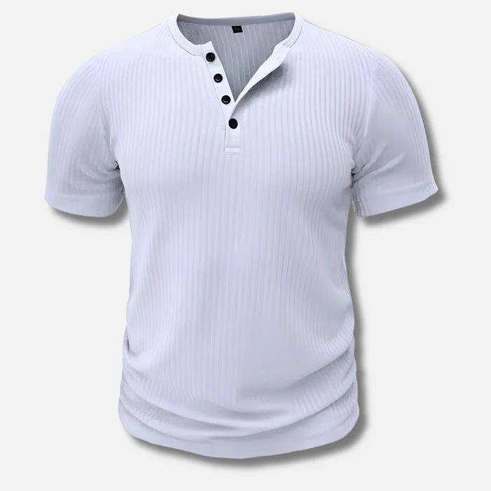 Muscle fit henley t-shirt - ribbed short-sleeve top for men