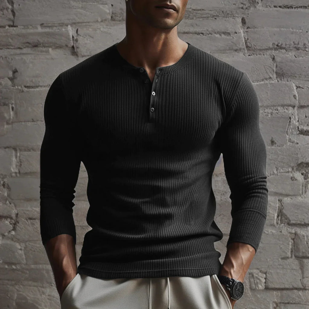 Men’s fitted ribbed long-sleeve top - casual wear
