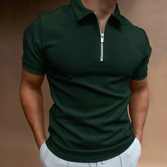 Men's zip polo shirt - modern short sleeve polo for casual wear