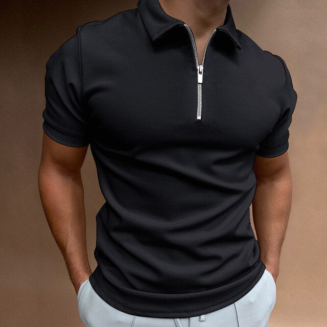 Polo shirt with zipper - trendy men’s casual top