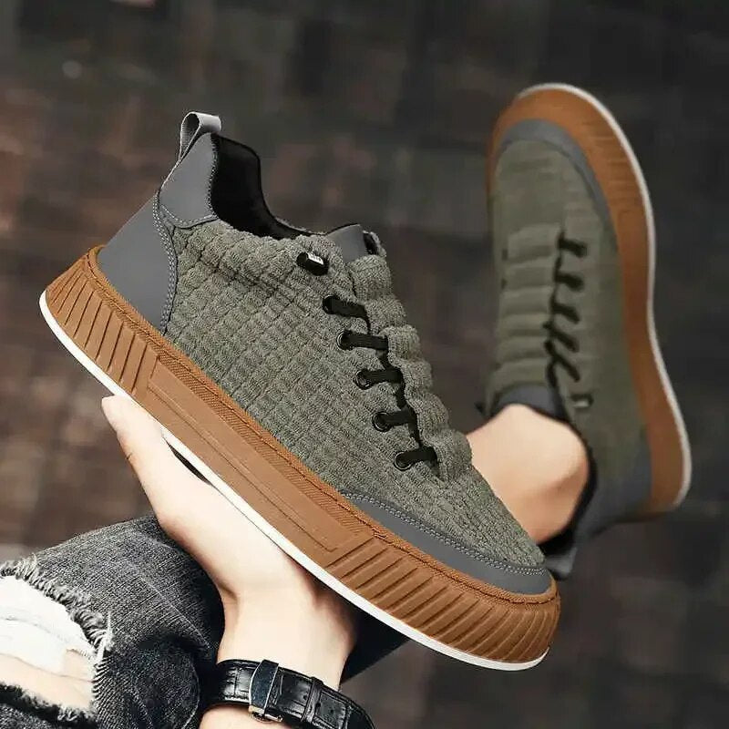 Men's high-top sneakers with ribbed pattern - trendy casual footwear for everyday wear