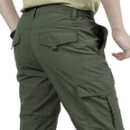 Men's cargo pants multi-pocket outdoor attire - lightweight trousers for hiking and travel
