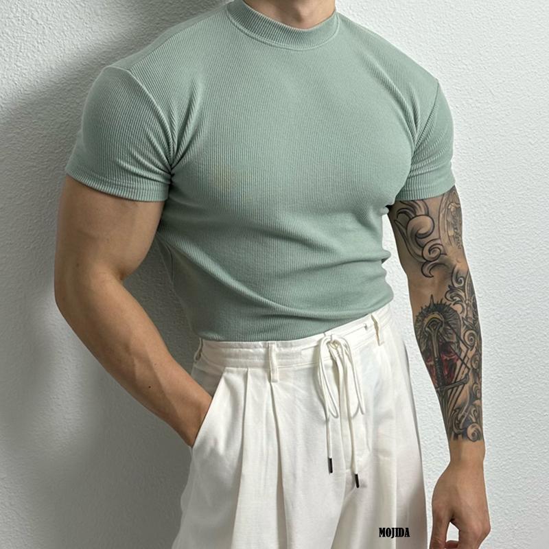 Men's ribbed short sleeve top - contemporary and versatile shirt