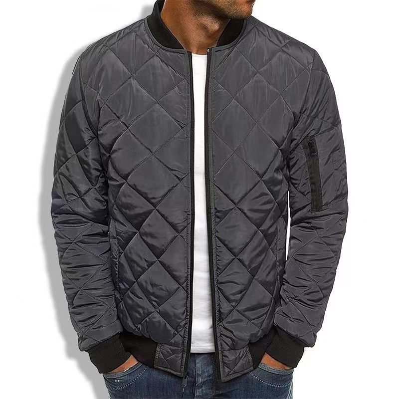 Men's quilted high collar thermal jacket - sleek insulated outerwear for casual wear