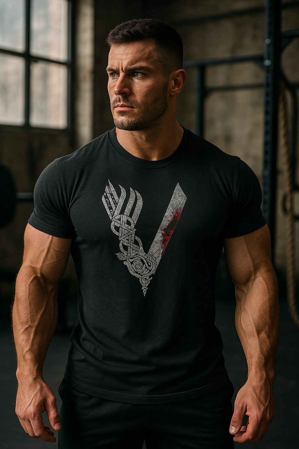 Men's graphic t-shirt unique viking print casual wear - soft fabric, eye-catching design