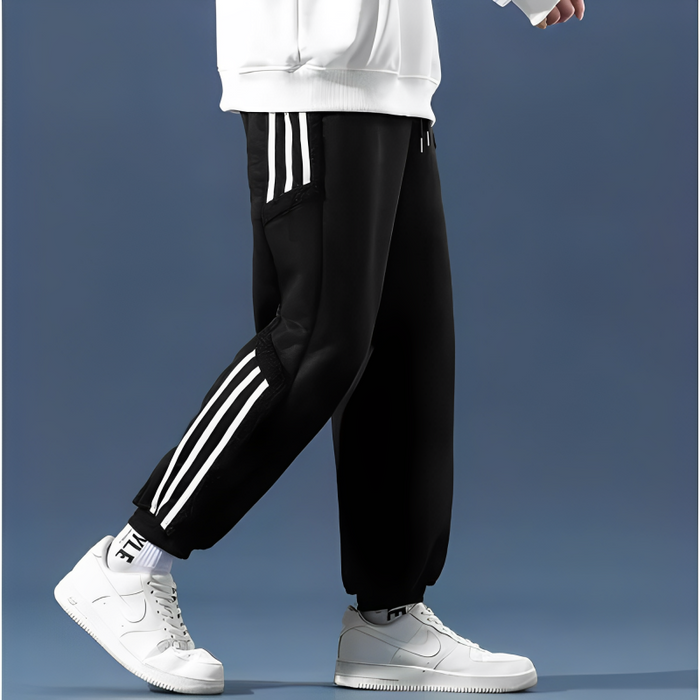 Men's casual trousers with stripe detailing - versatile everyday wear for relaxation and office attire