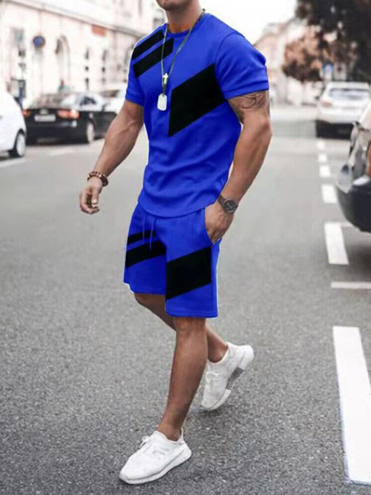2-piece casual ensemble - men's contemporary t-shirt and shorts set