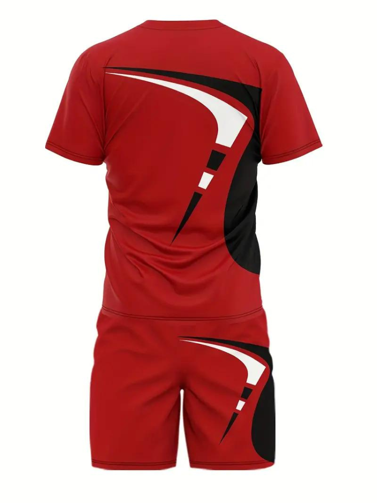 2-piece casual ensemble - men's contemporary t-shirt and shorts set