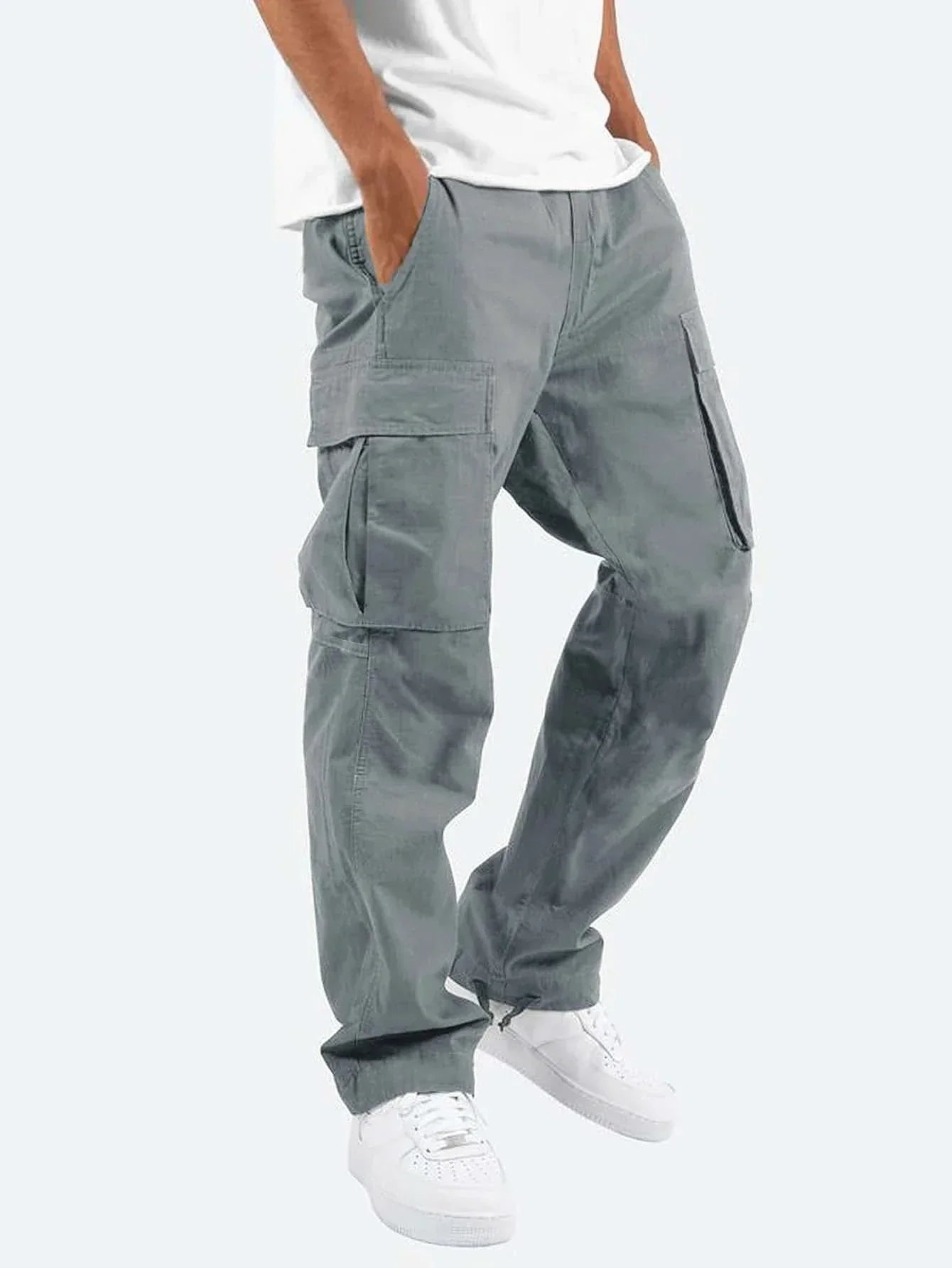 Men's cargo trousers functional utility pants - spacious pockets, durable fabric for casual wear