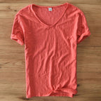Men's v-neck t-shirt soft cotton blend casual wear - lightweight short sleeve top for everyday comfort