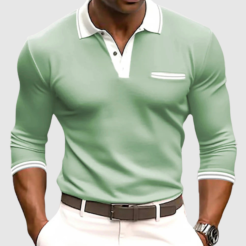 Men's casual polo shirt - stylish long sleeve top for everyday wear