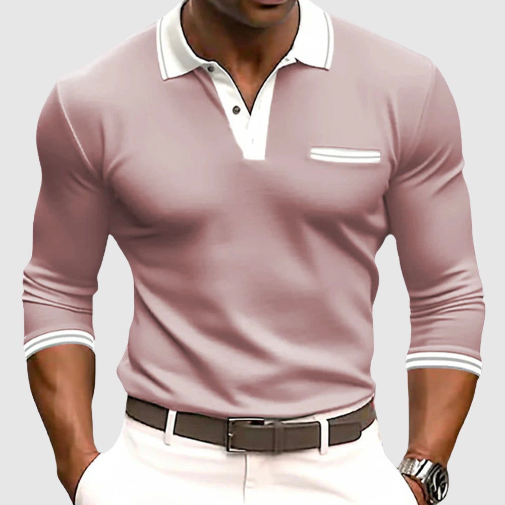 Men's casual polo shirt - stylish long sleeve top for everyday wear