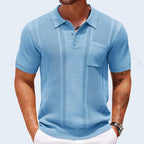 Men's knit polo shirt - versatile short sleeve top for casual wear, breathable fabric