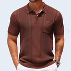 Men's knit polo shirt - versatile short sleeve top for casual wear, breathable fabric