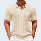 Men's knit polo shirt - versatile short sleeve top for casual wear, breathable fabric
