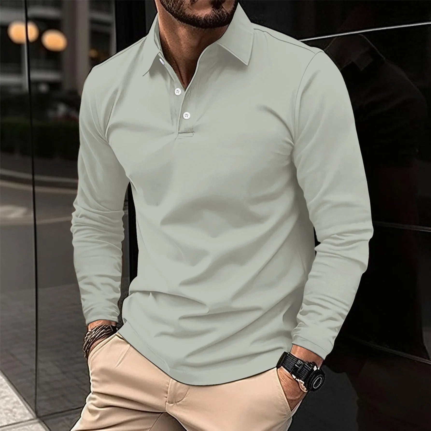 Long sleeve polo shirt - classic men's casual wear