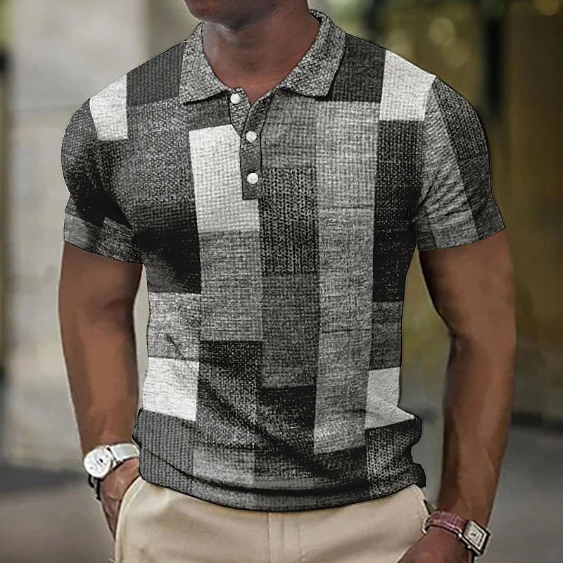 Men's chic patchwork polo shirt - versatile and fashionable choice