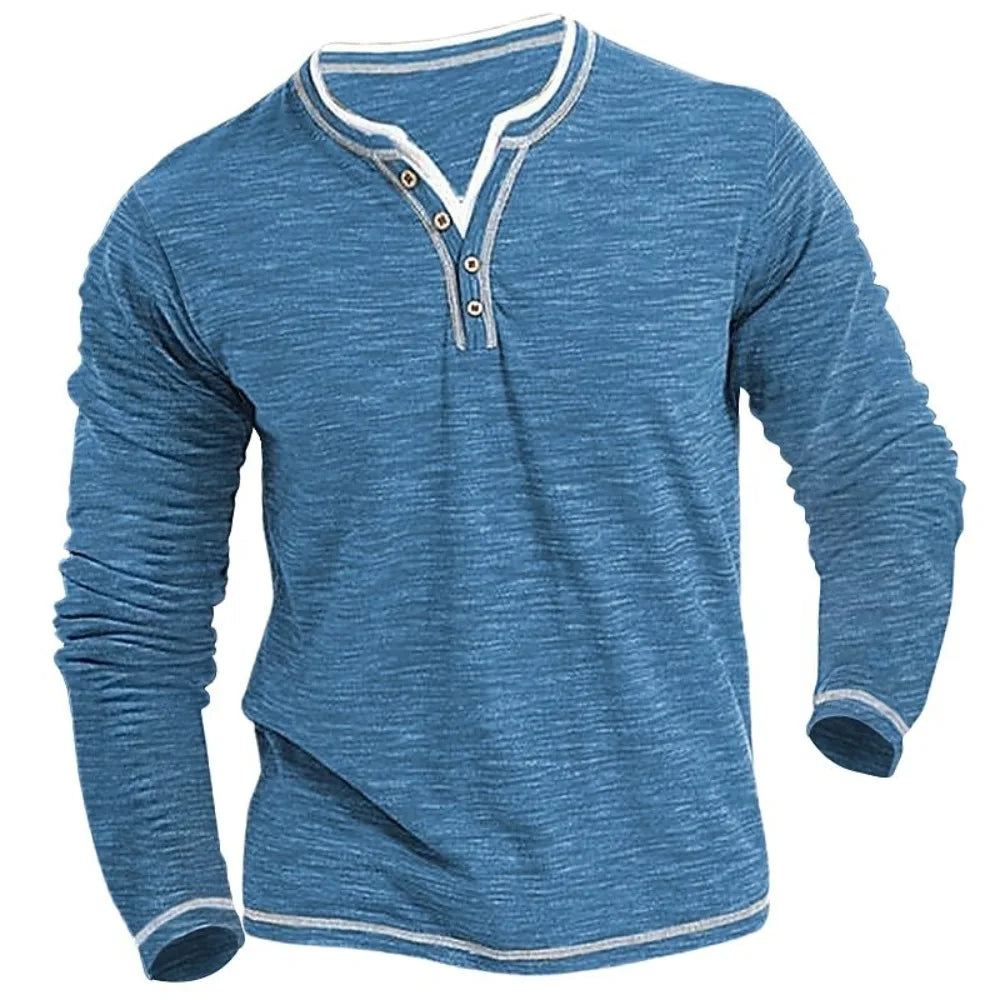 Stylish long-sleeve top - men’s casual henley shirt