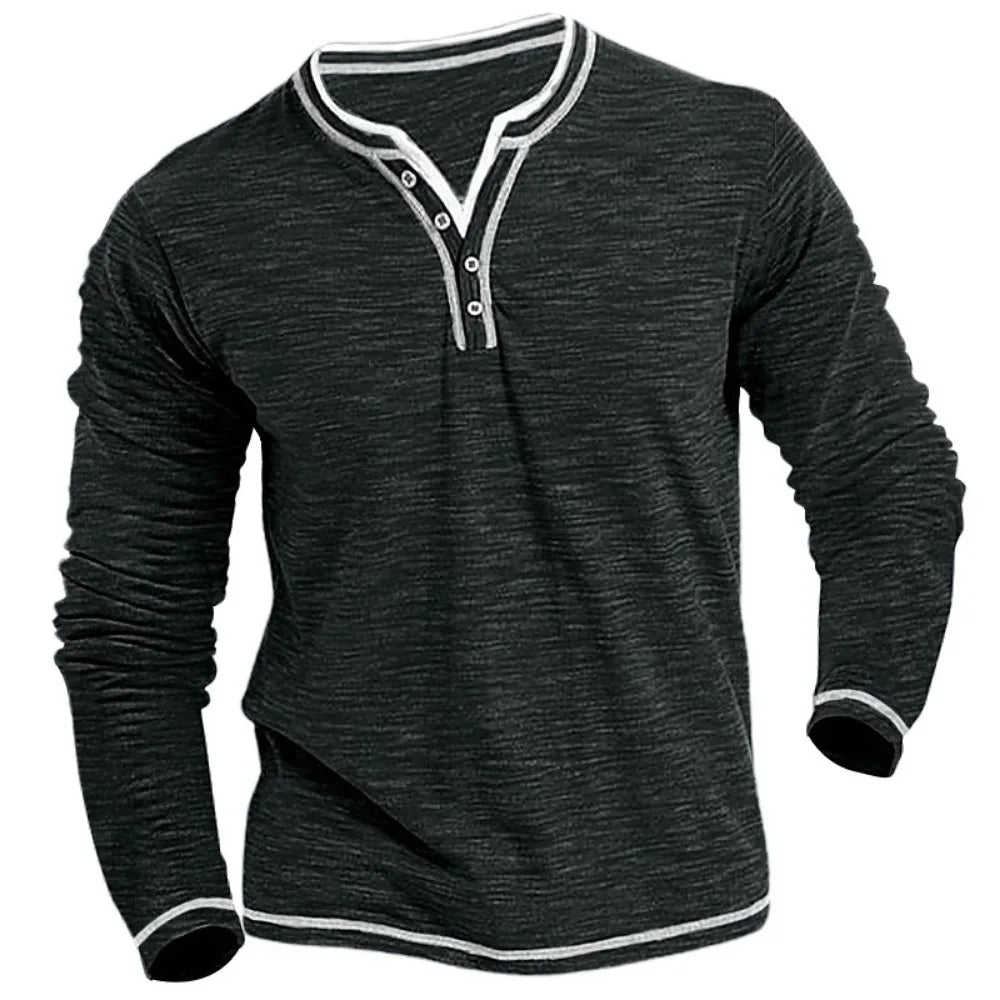 Stylish long-sleeve top - men’s casual henley shirt