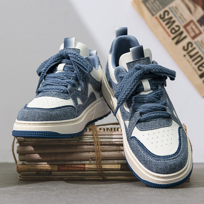 Men's sneakers low denim style grey casual footwear - everyday athletic shoes for versatile outfits