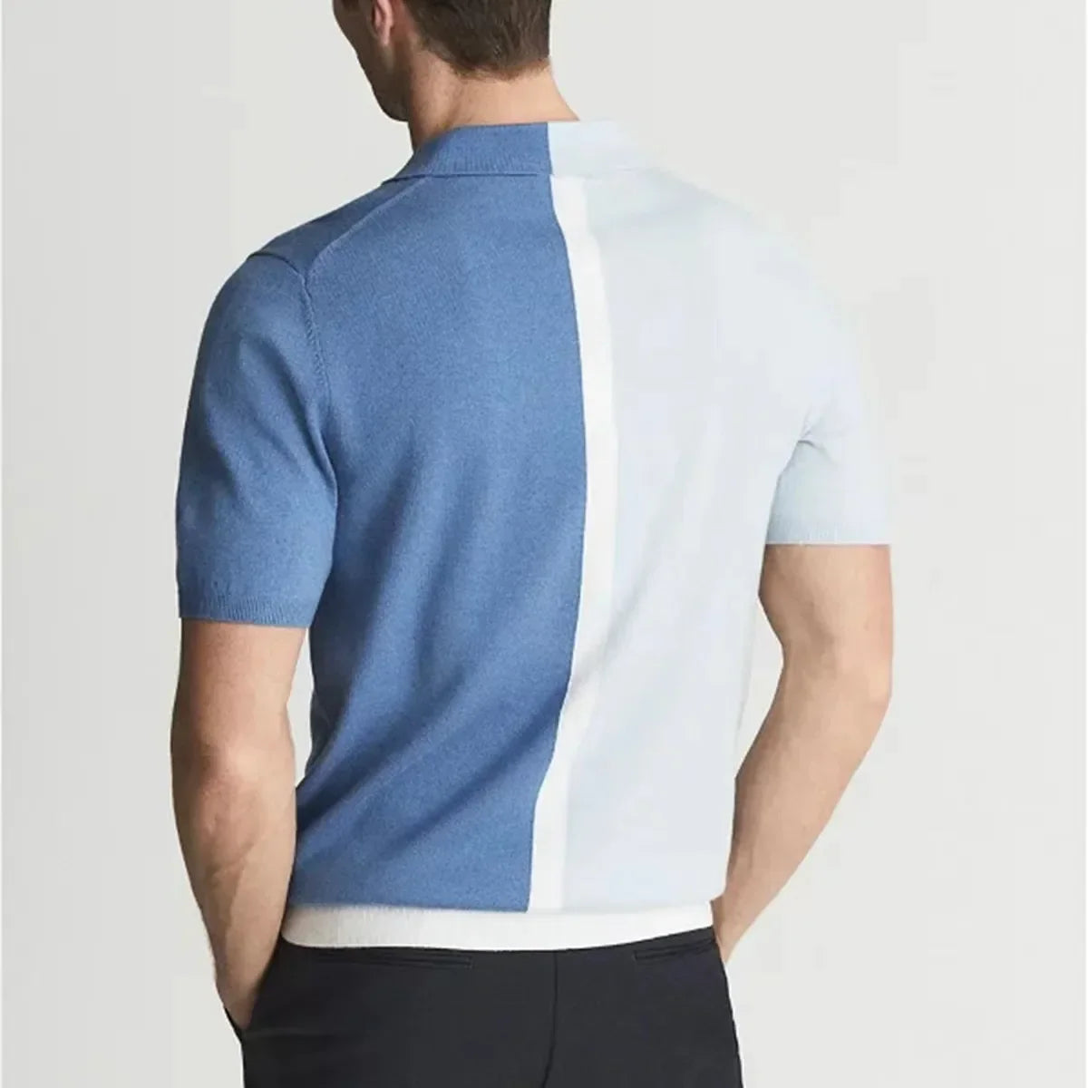Men’s dual-tone knit polo - sophisticated short-sleeve top