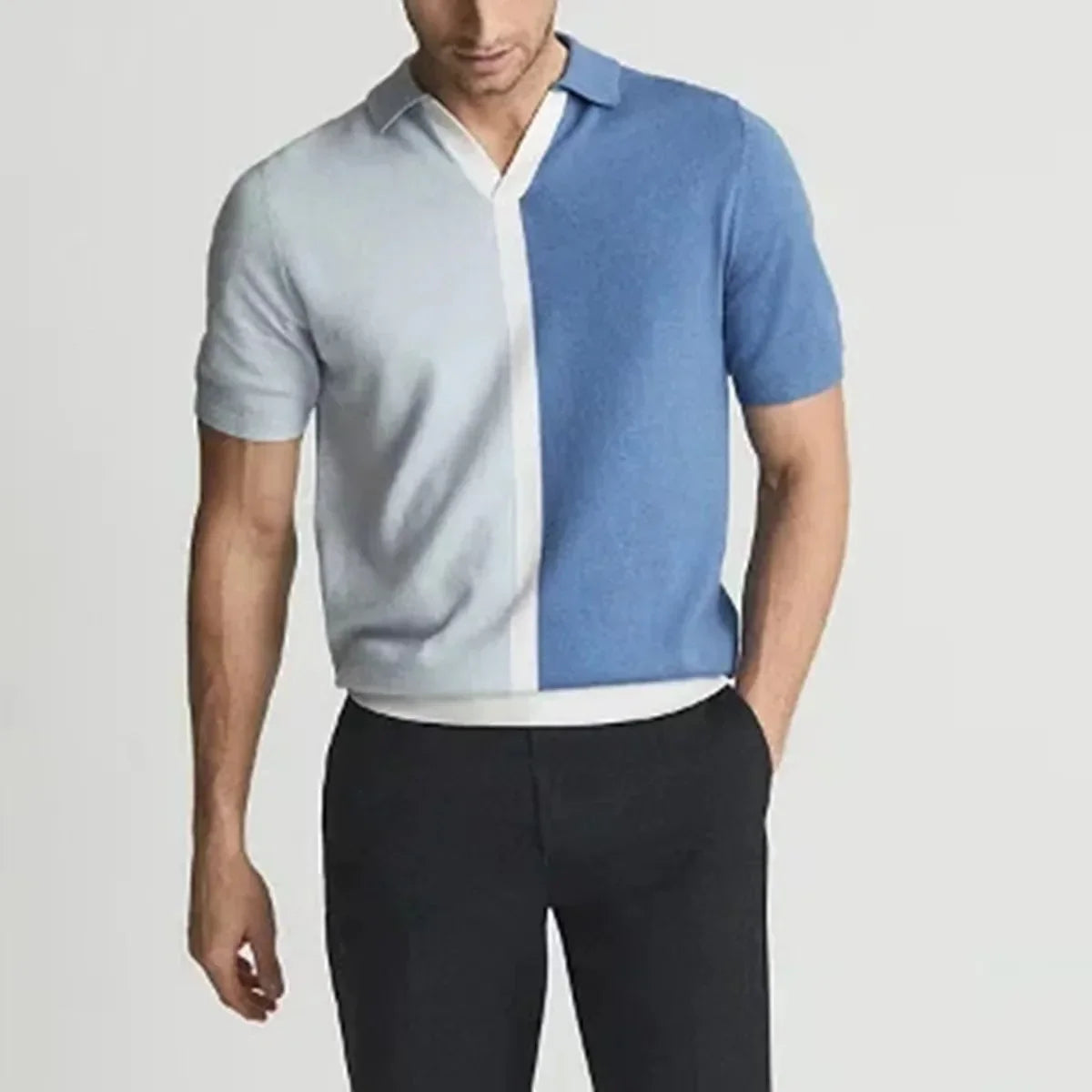 Men’s dual-tone knit polo - sophisticated short-sleeve top