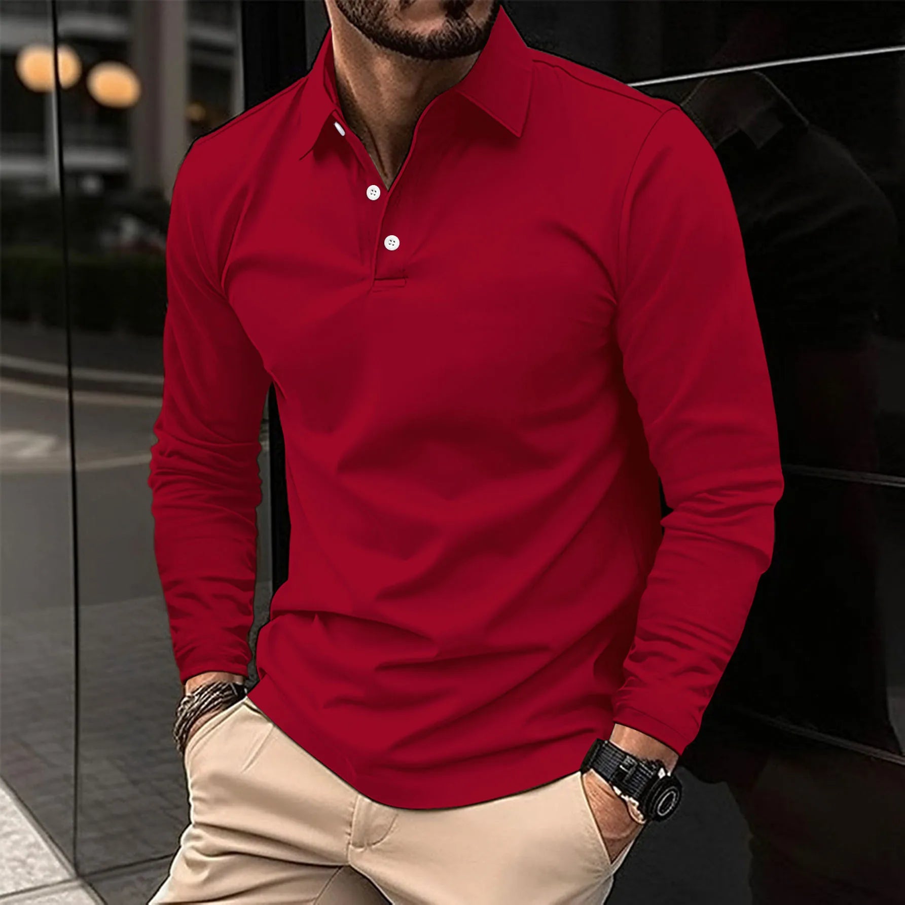 Long sleeve polo shirt - classic men's casual wear