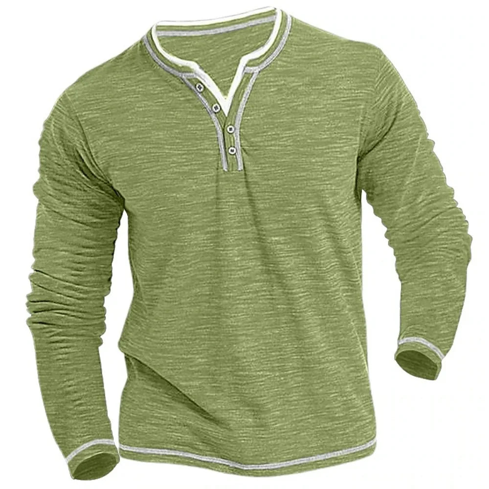 Stylish long-sleeve top - men’s casual henley shirt
