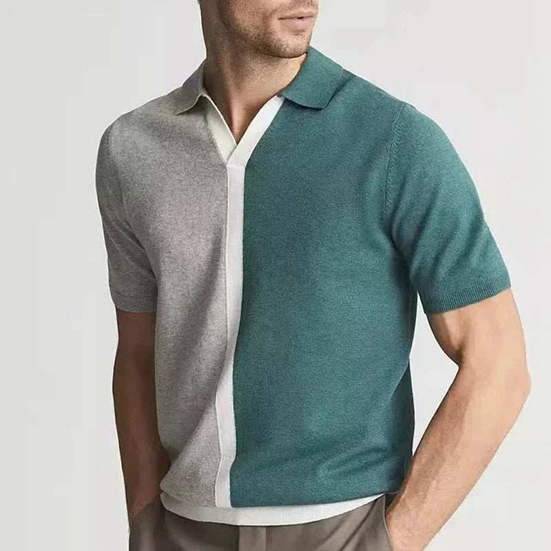Men’s dual-tone knit polo - sophisticated short-sleeve top