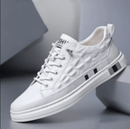 Men's luxe leather sneakers - stylish versatile footwear with detailed pattern for casual and semi-formal occasions