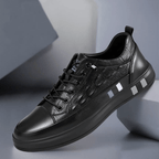 Men's luxe leather sneakers - stylish versatile footwear with detailed pattern for casual and semi-formal occasions
