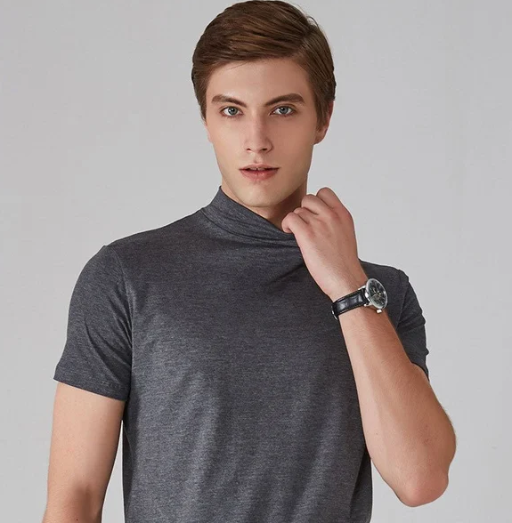 Men's turtleneck t-shirt contemporary casual wear - short sleeve soft fabric for everyday use