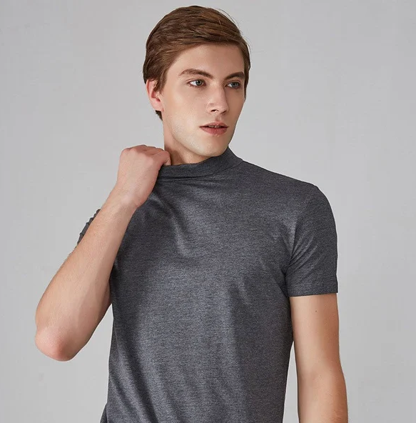 Men's turtleneck t-shirt contemporary casual wear - short sleeve soft fabric for everyday use